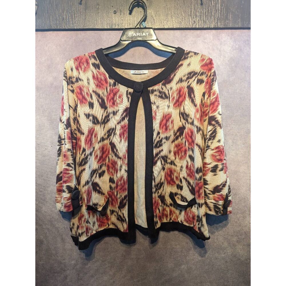 JM Collection single button collar cardigan 3x